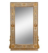 A North Italian Neoclassical Blue Painted and Parcel Gilt Mirror