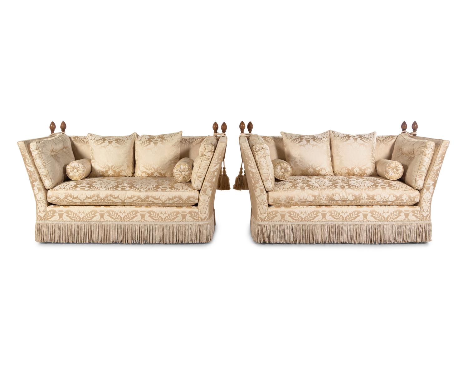 A Pair of Knole Sofas With Scalamandre Upholstery