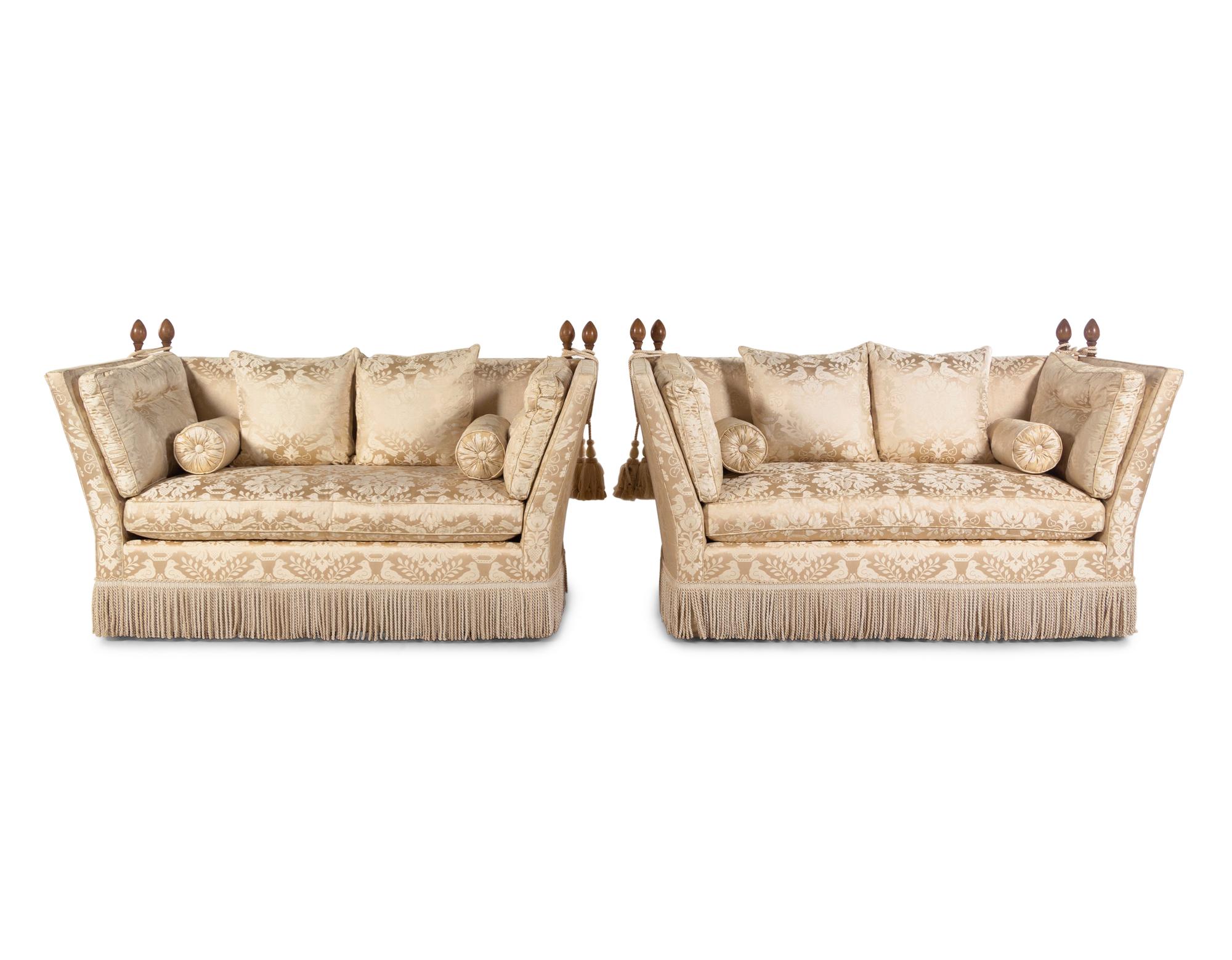 A Pair of Knole Sofas With Scalamandre Upholstery