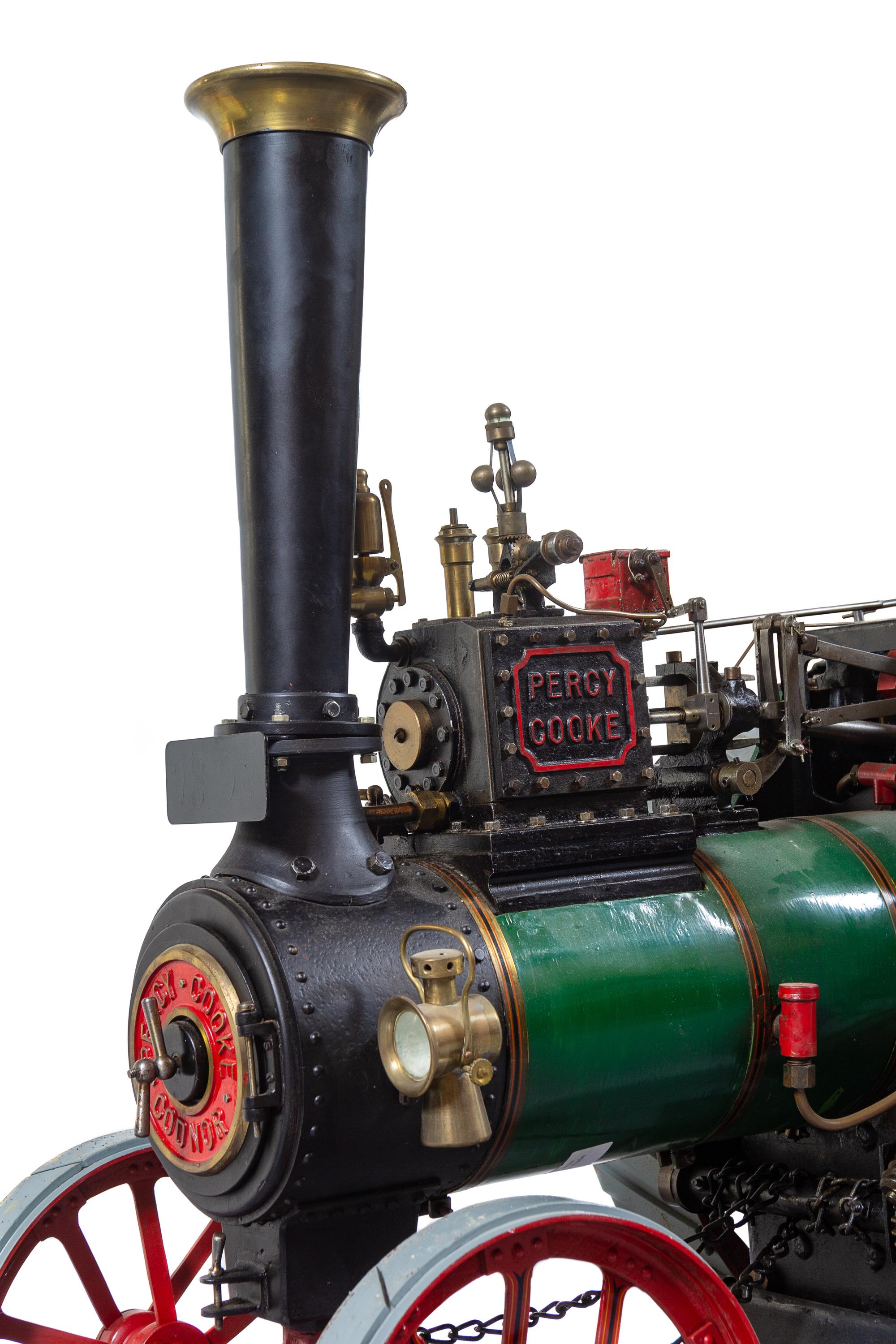 A Painted Metal Percy, Cooke & Codnor Live-Steam Tractor Scale Model