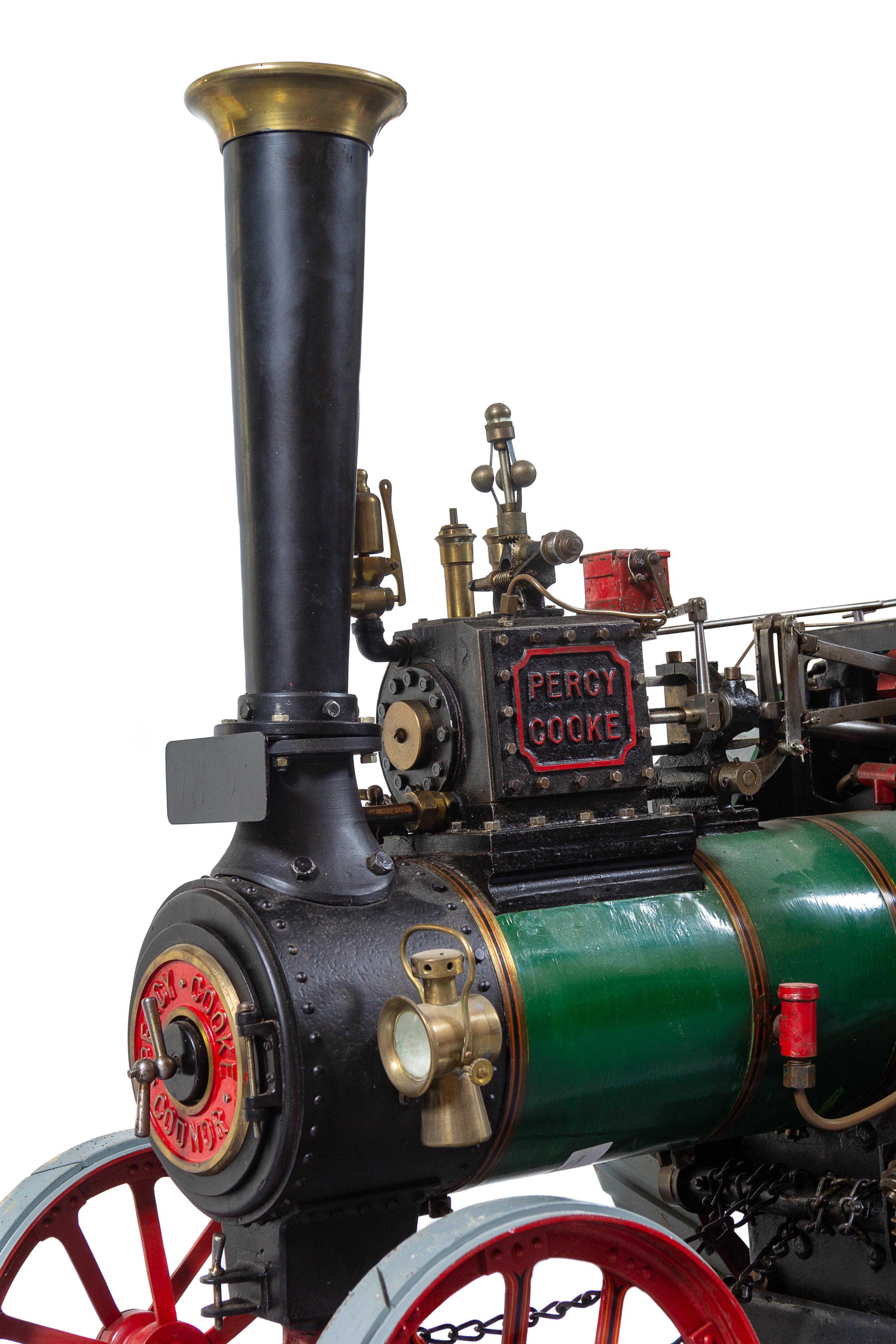 A Painted Metal Percy, Cooke & Codnor Live-Steam Tractor Scale Model