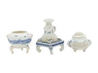 Three Japanese Blue and White Porcelain Scholar's Objects