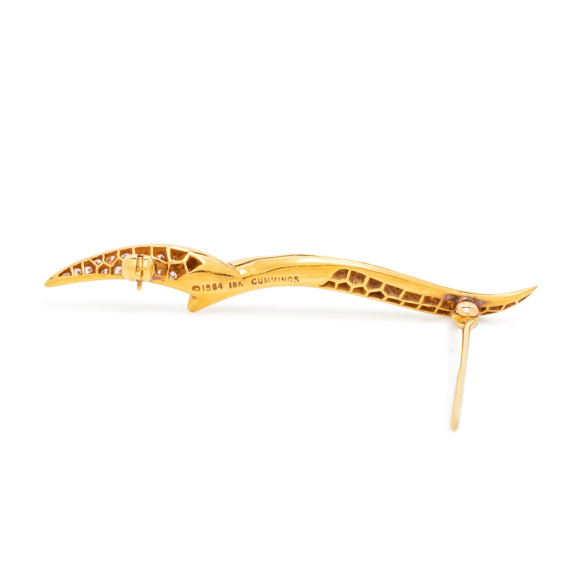 ANGELA CUMMINGS, YELLOW GOLD AND DIAMOND BROOCH