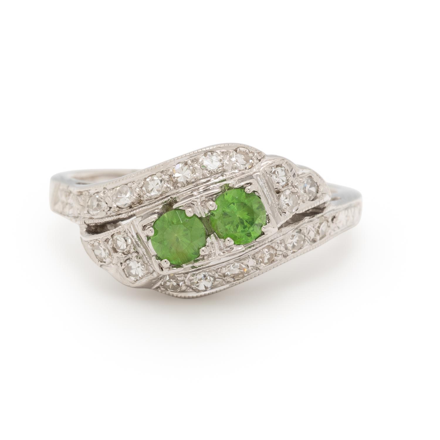 DEMANTOID GARNET AND DIAMOND BYPASS RING