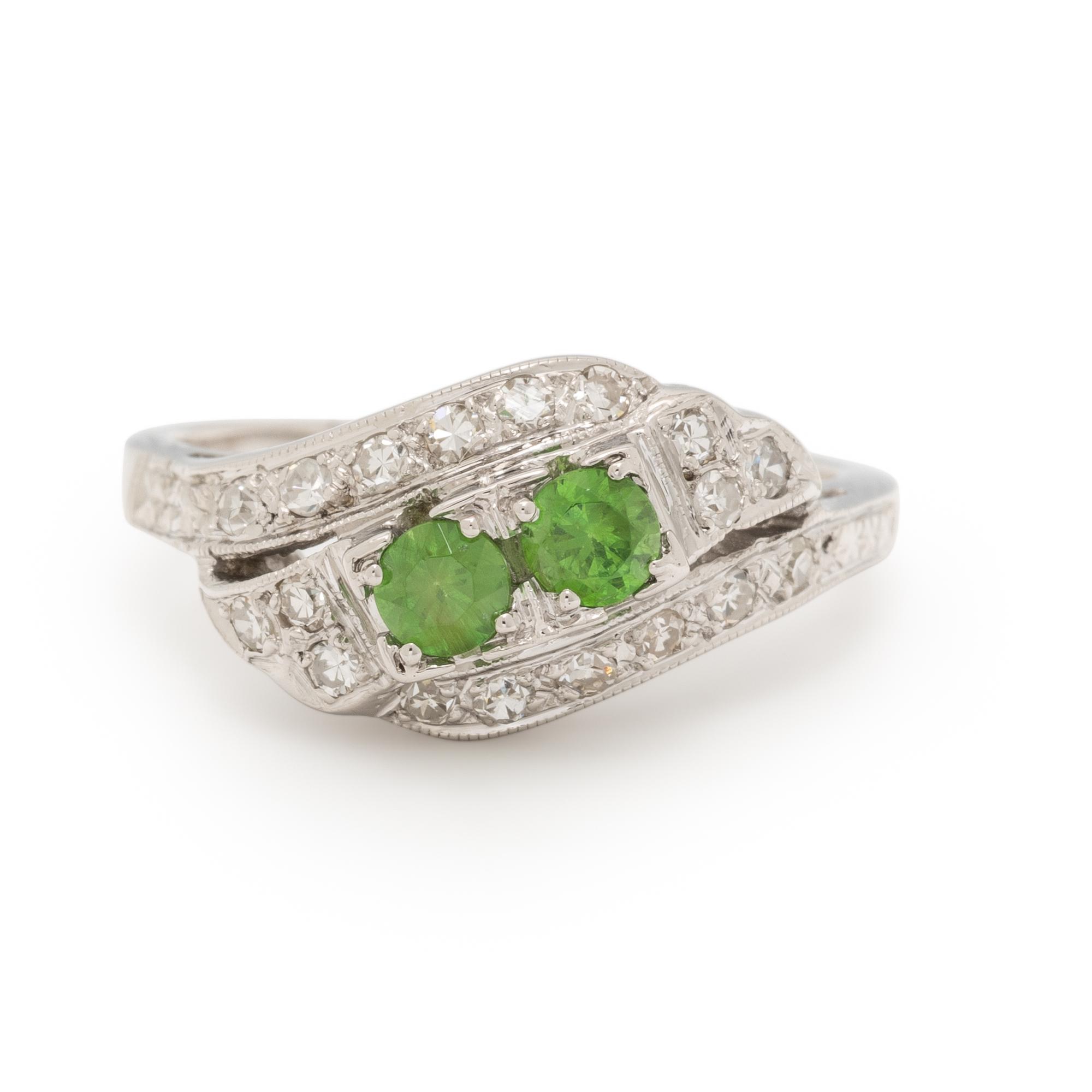 DEMANTOID GARNET AND DIAMOND BYPASS RING