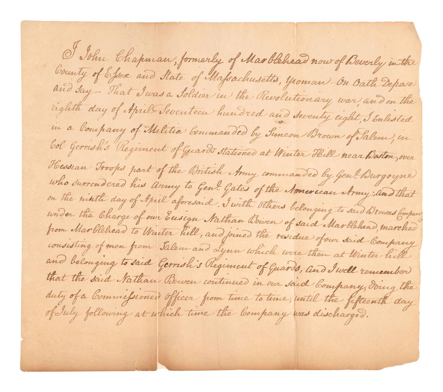 [REVOLUTIONARY WAR]. A group of documents related to Revolutionary War-era figures including signatures of Daniel Brodhead and O.H. Williams.
