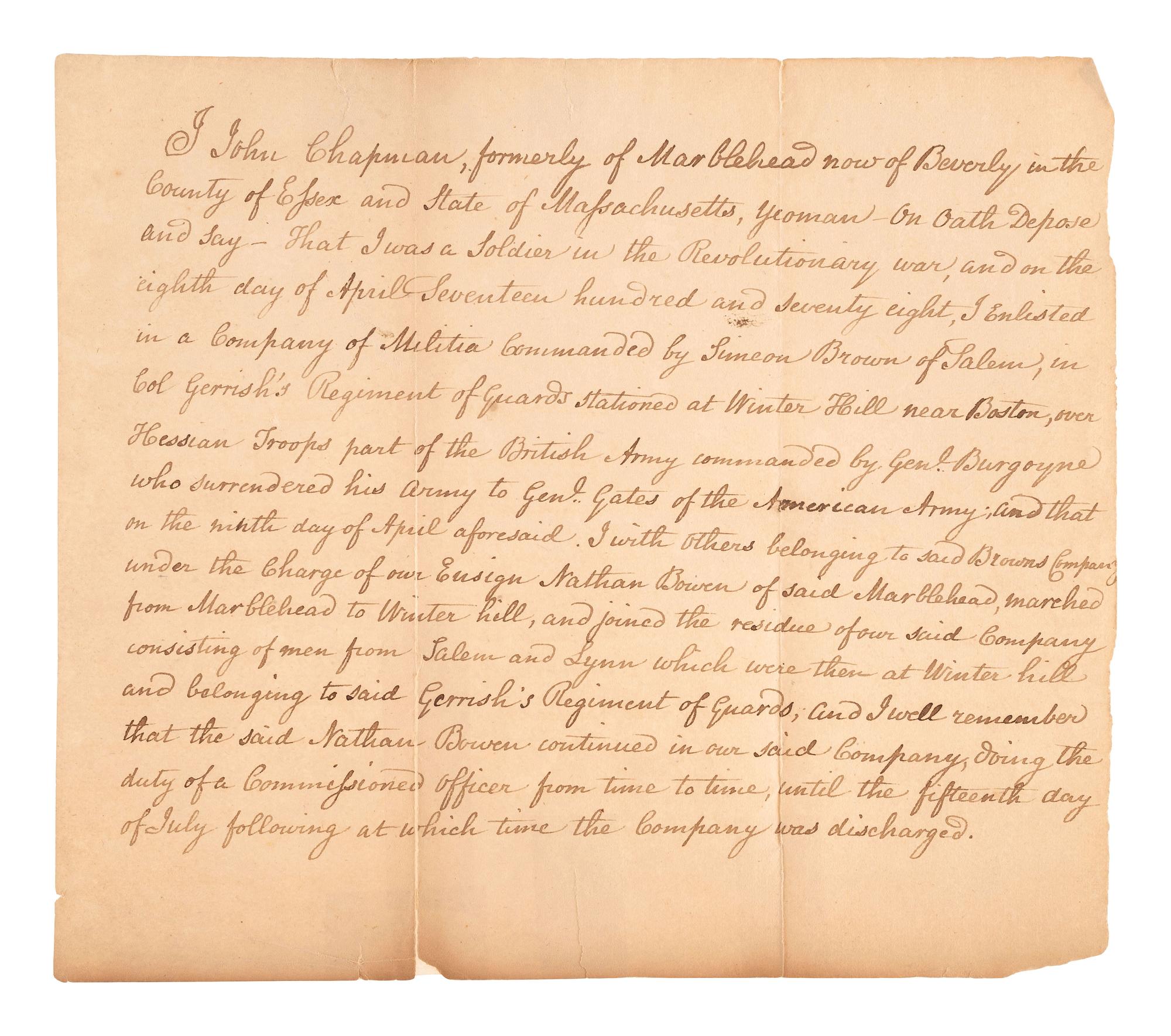 [REVOLUTIONARY WAR]. A group of documents related to Revolutionary War-era figures including signatures of Daniel Brodhead and O.H. Williams.