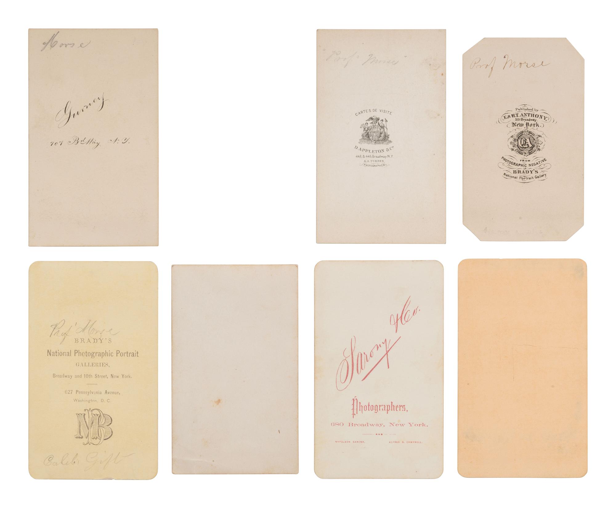 [EARLY PHOTOGRAPHY]. 7 CDVs of inventor and daguerreotypist Samuel F.B. Morse.