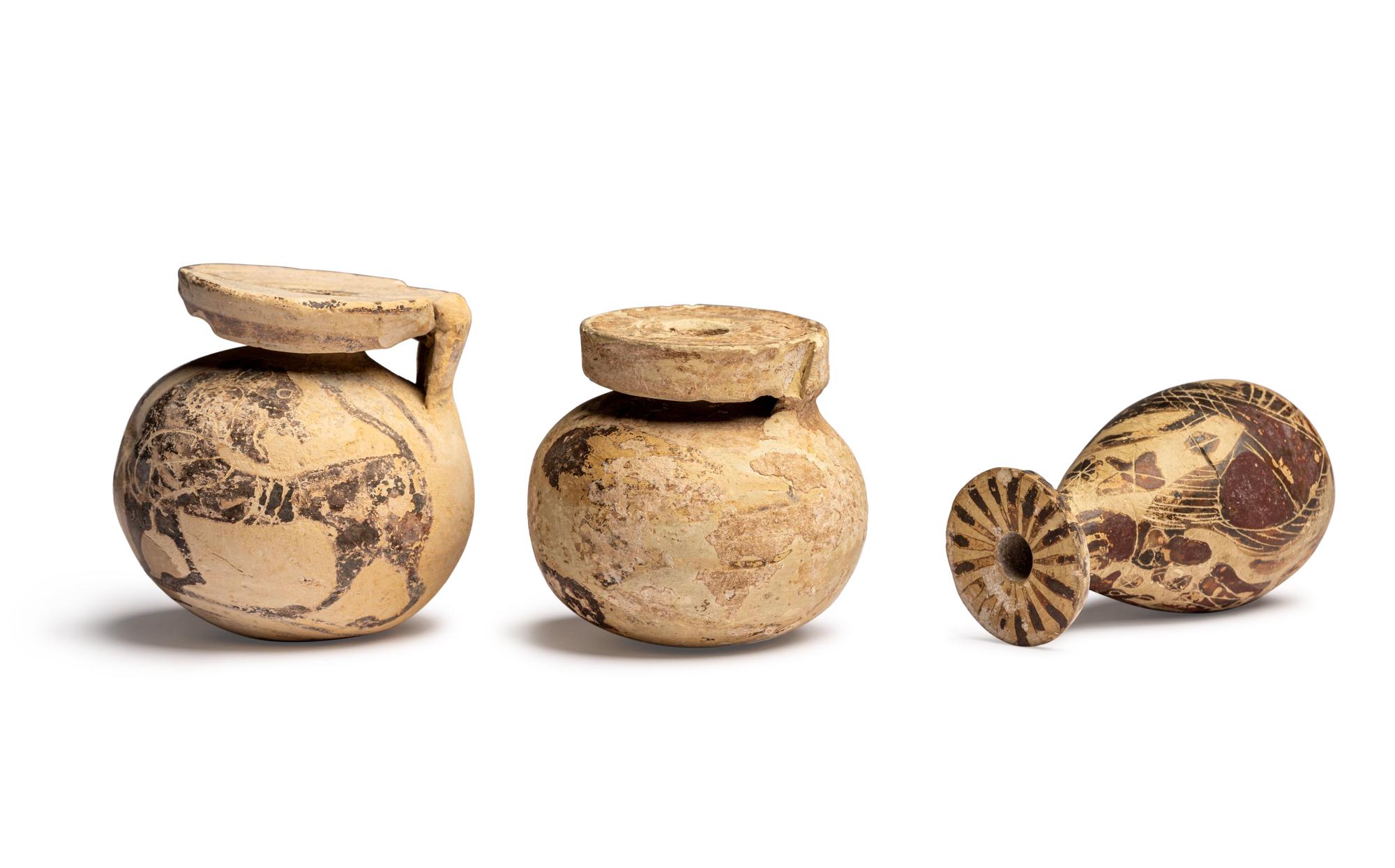 Three Corinthian Black-Figured Vessels