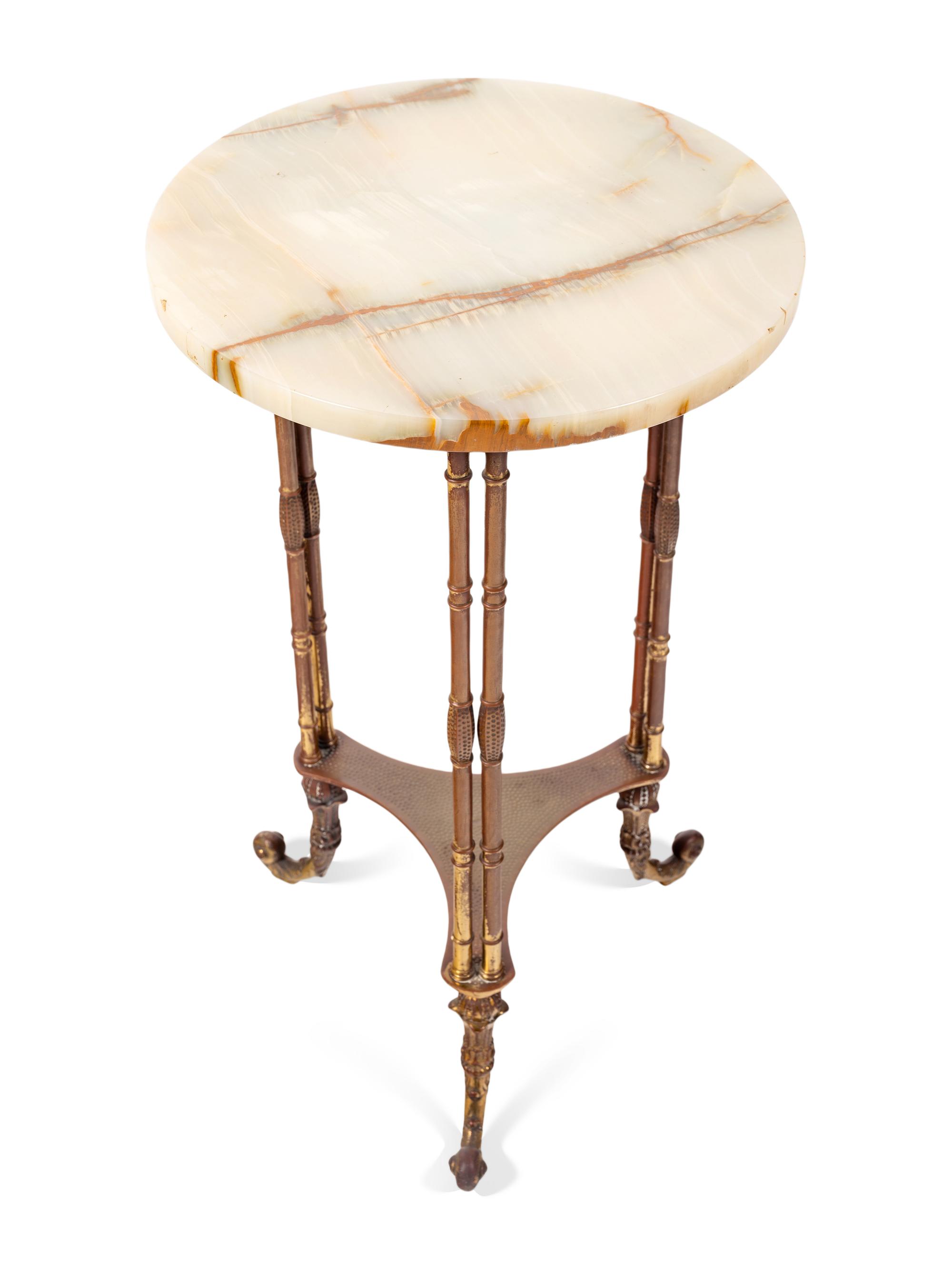 A Victorian Brass and Onyx Side Table