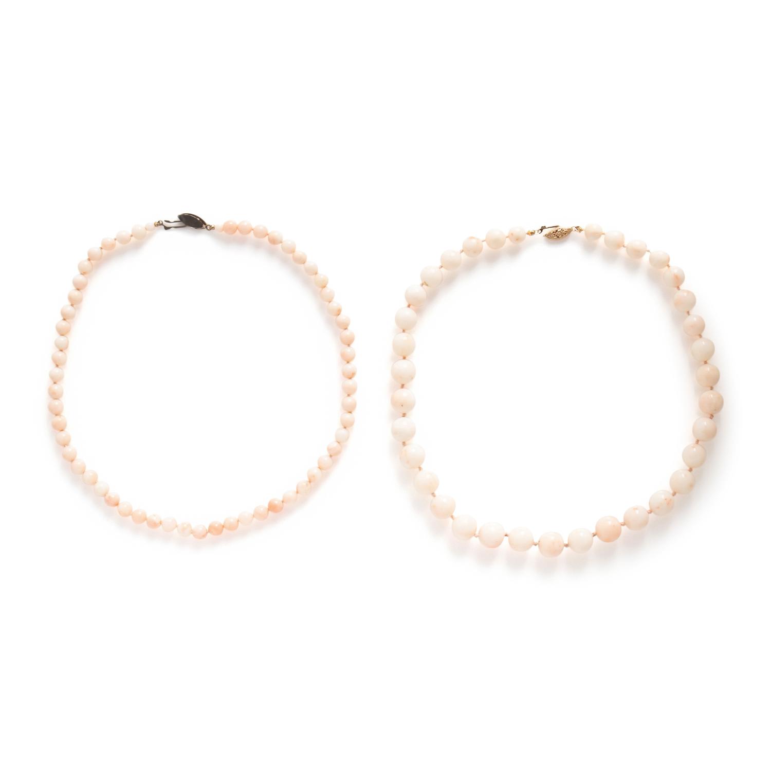 Two Coral Bead Necklaces