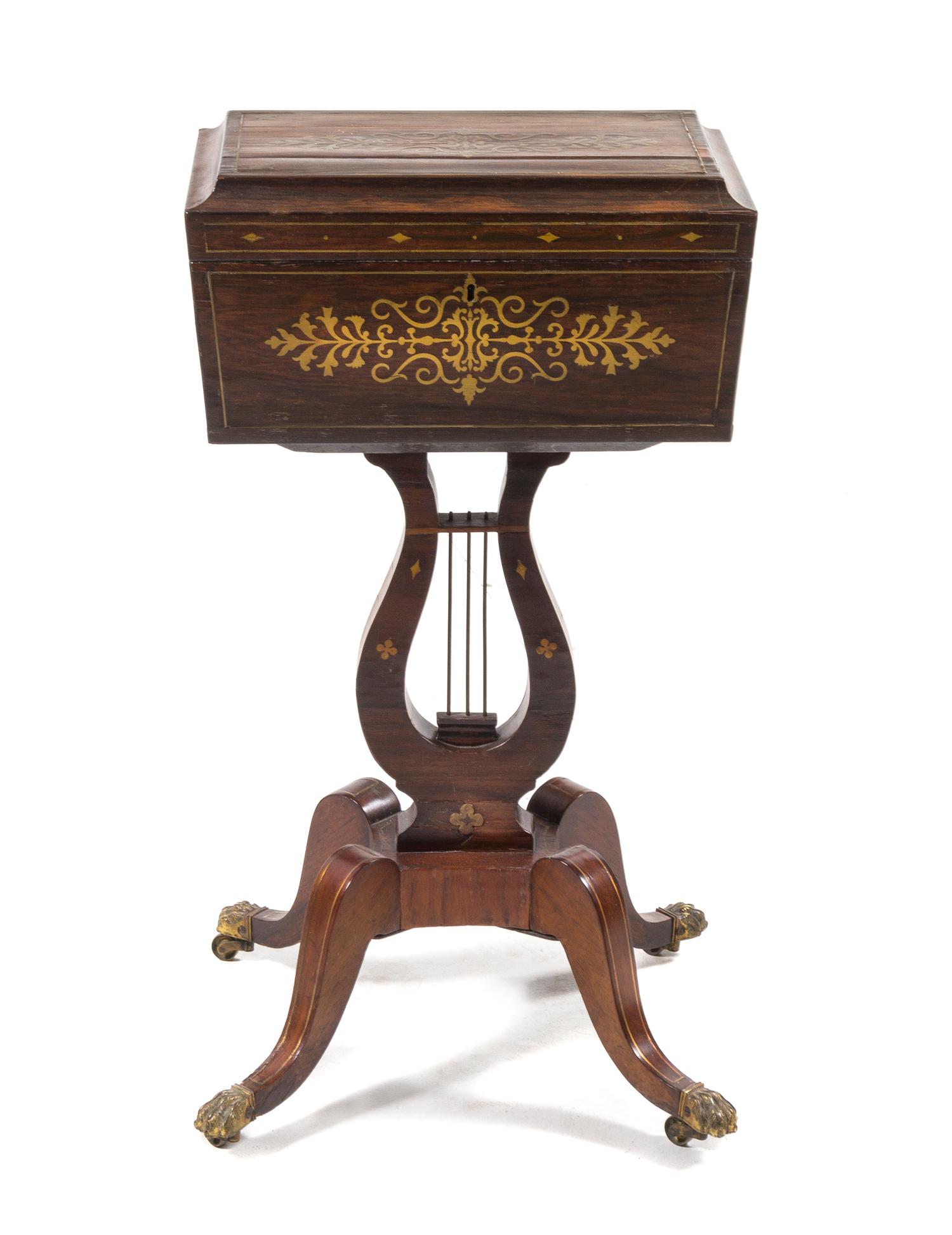A Regency Brass Inlaid Rosewood Tea Poy — CIRCA 1820
