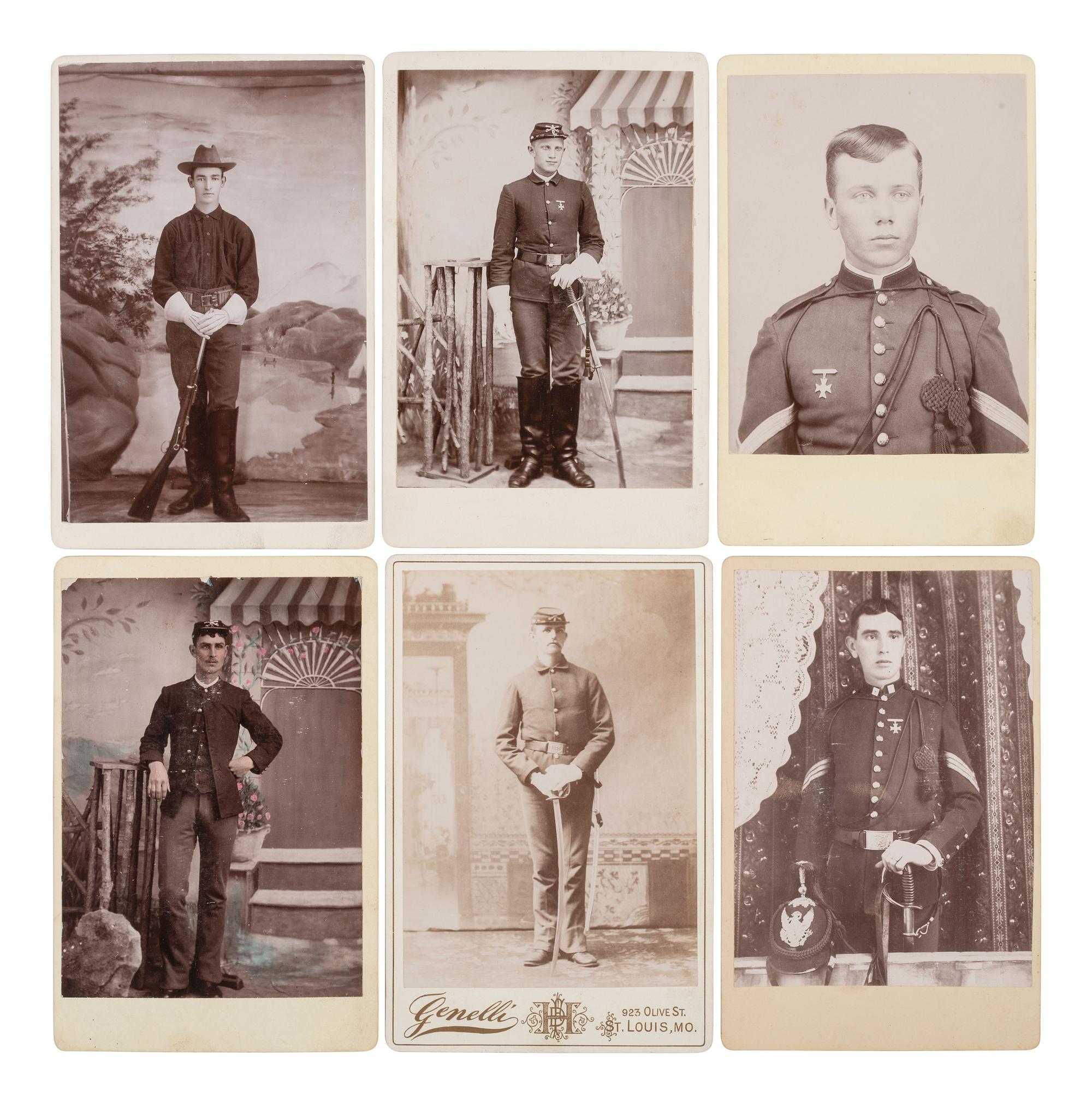 [INDIAN WARS]. A group of 21 cabinet cards of soldiers serving in the Dakotas, collected by Sergeant W.J. McDermott, 8th US Cavalry.