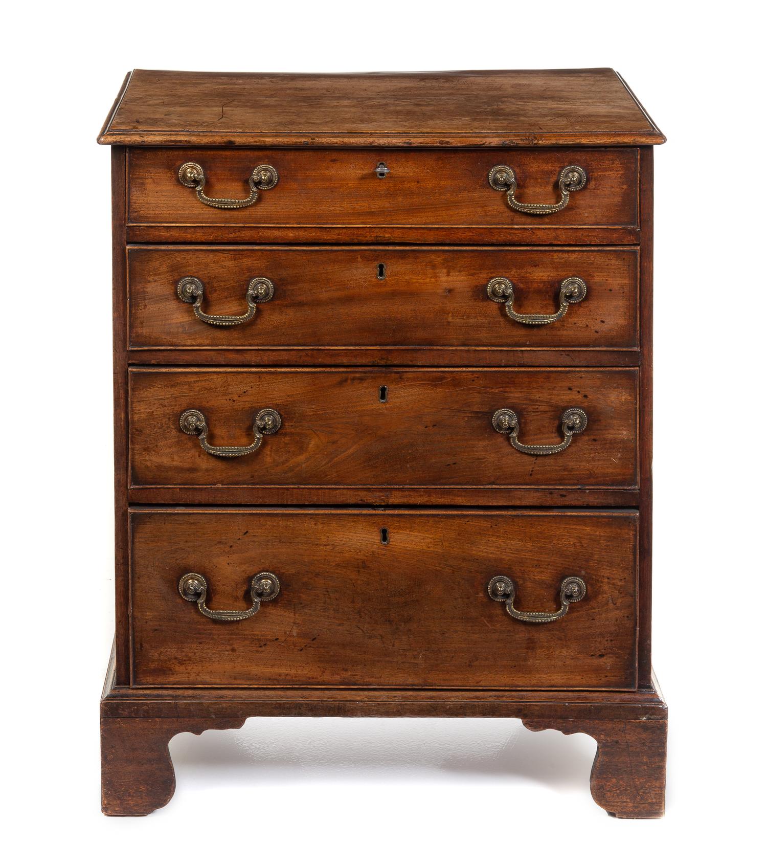 A George III Walnut Chest of Drawers Height 33 1/2 x width 26 x depth 17 inches. — 18TH/19TH CENTURY