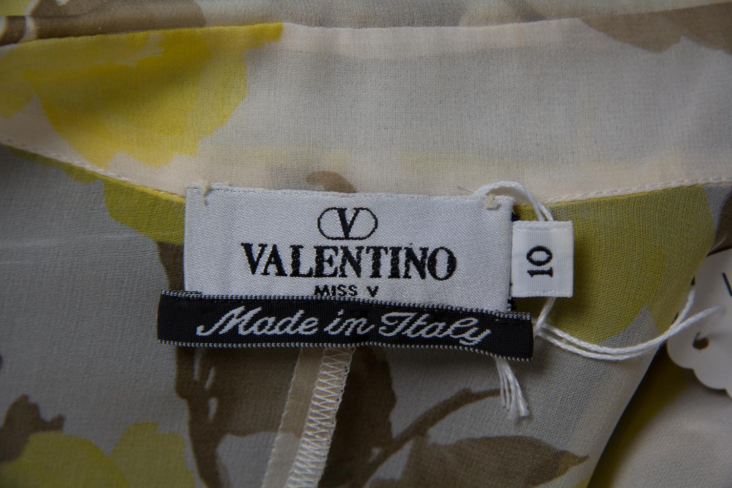 A Valentino Silk Sheer Floral Blouse, Size 10.