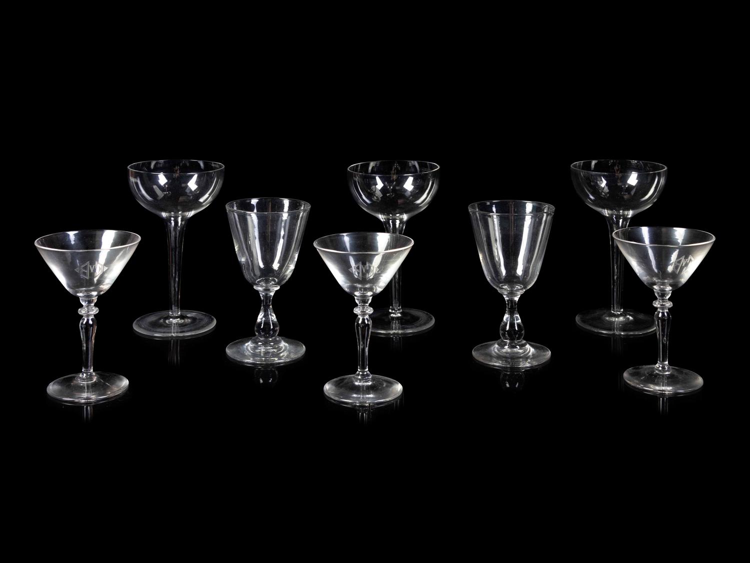 A Group of Seventeen Glass Stems
