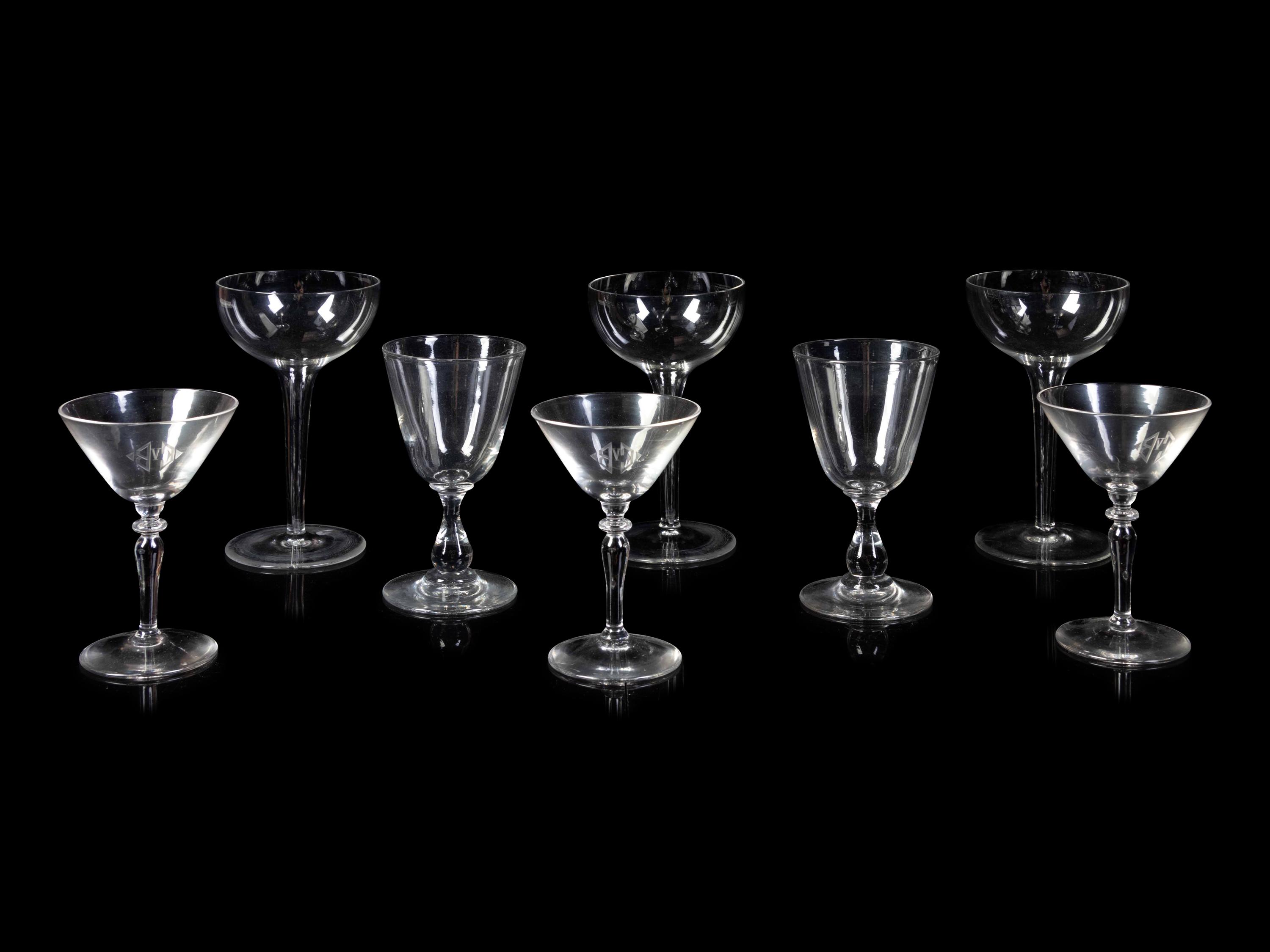 A Group of Seventeen Glass Stems