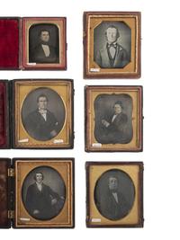 [EARLY PHOTOGRAPHY]. 9 daguerreotypes featuring men with haughty expressions.