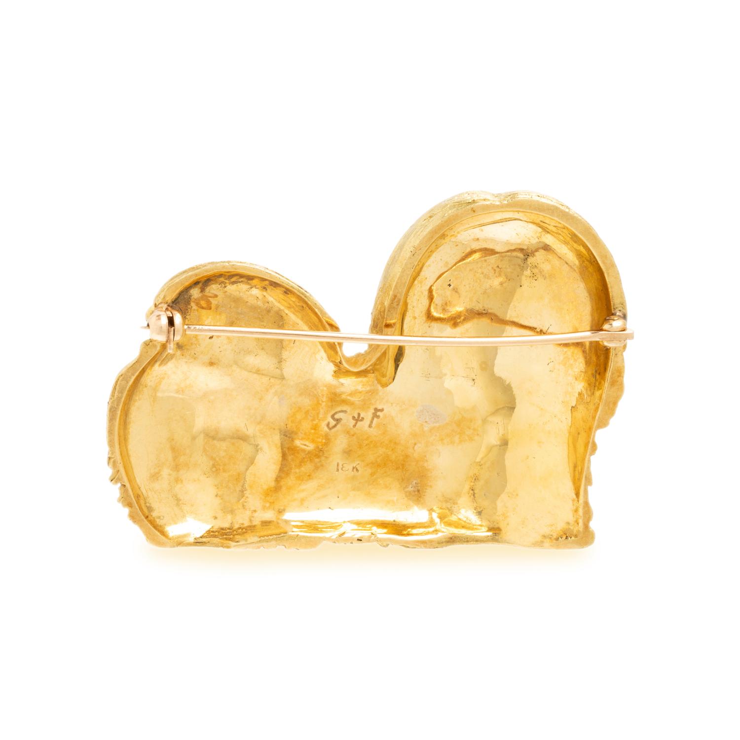 Spritzer and Fuhrmann, Yellow Gold Shih Tzu Dog Brooch