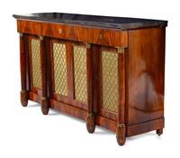 An Empire Style Figured Mahogany Marble-Top Server