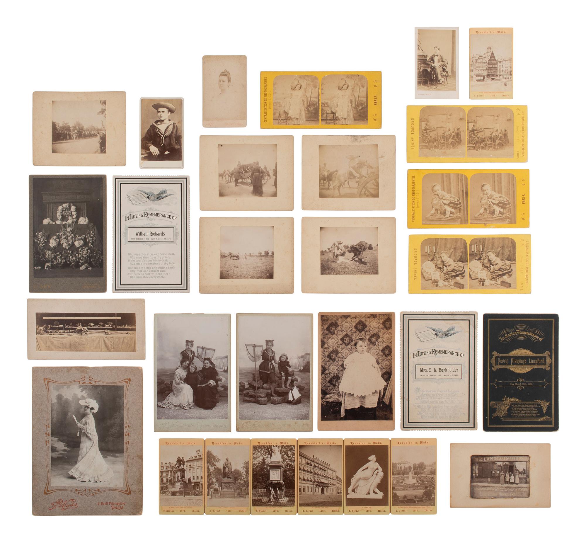 [EARLY PHOTO]. Eclectic collection of photography, incl. cyclists, soldiers, & curious characters.