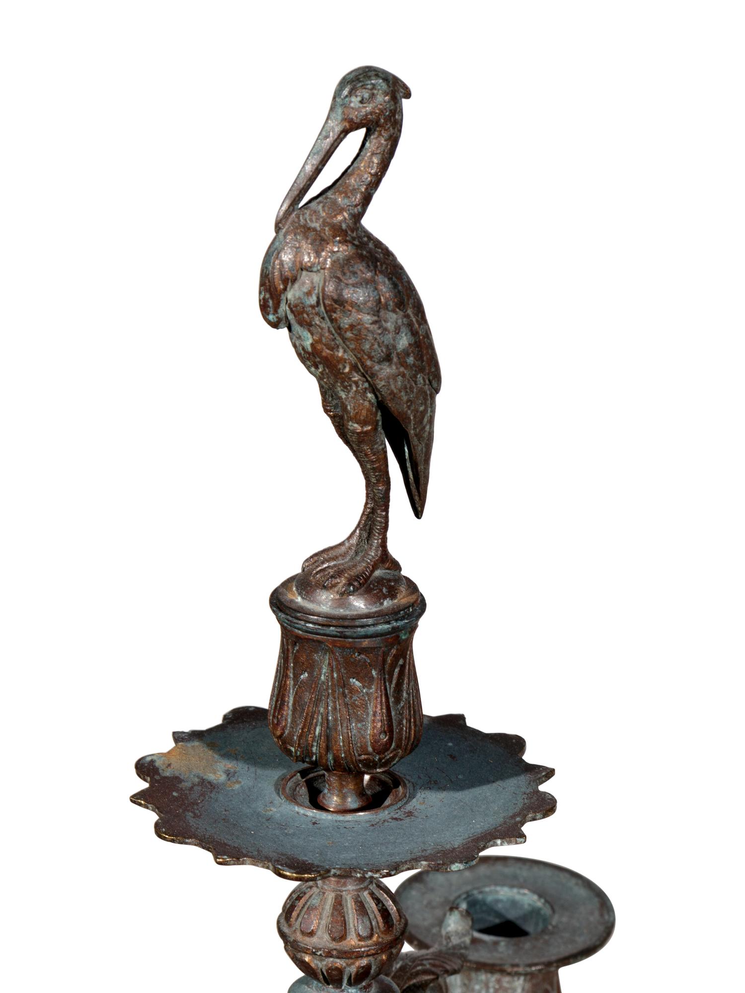A Charles X Patinated Bronze Five-Light Candelabrum