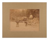 [EARLY PHOTOGRAPHY]. Photograph of an African American male subject driving a cart.