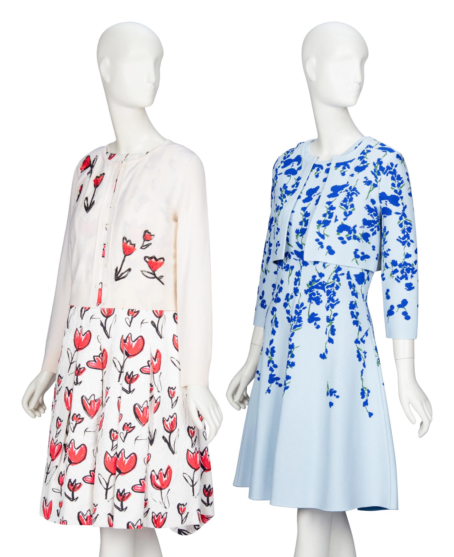 Oscar de la Renta & Carolina Herrera, Two Cardigan & Dress Ensembles