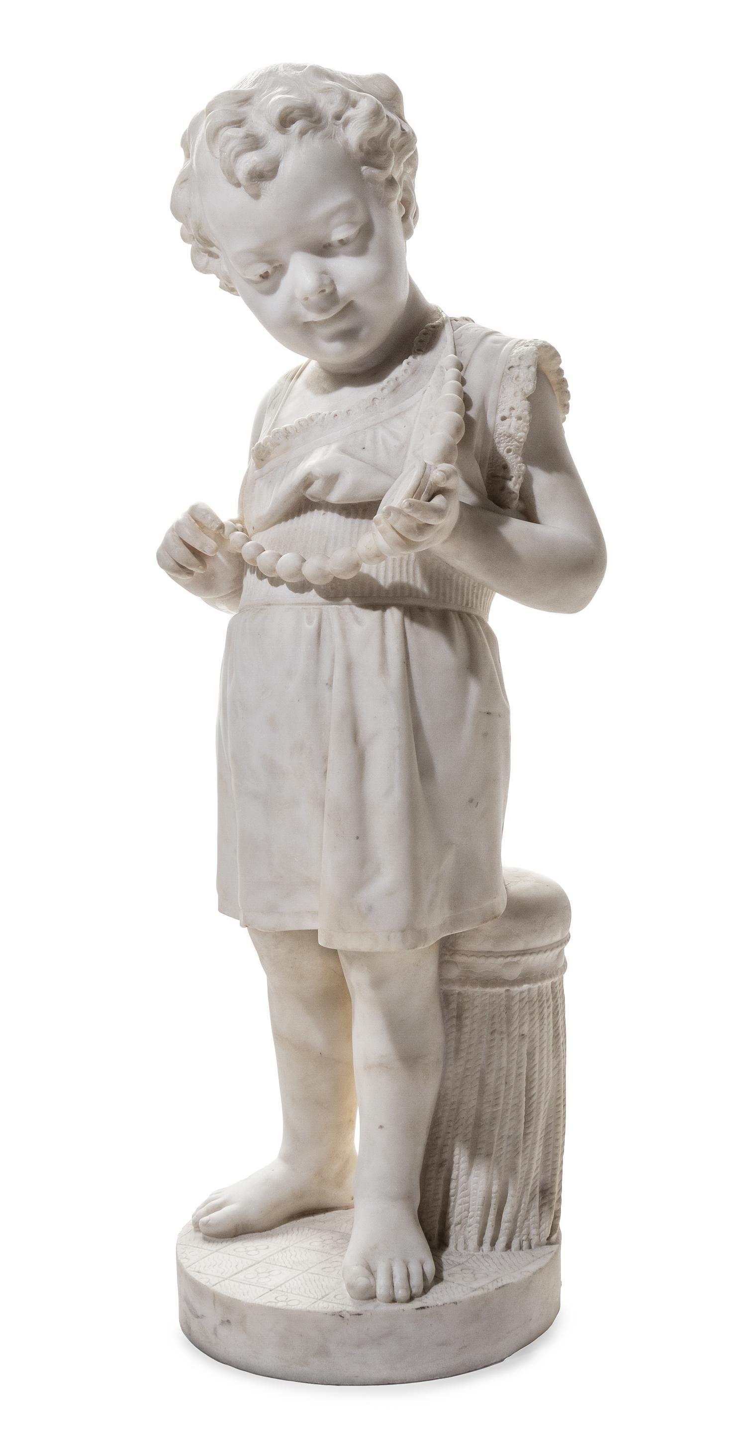 An Italian Marble Figure Height 32 inches. — 19TH CENTURY