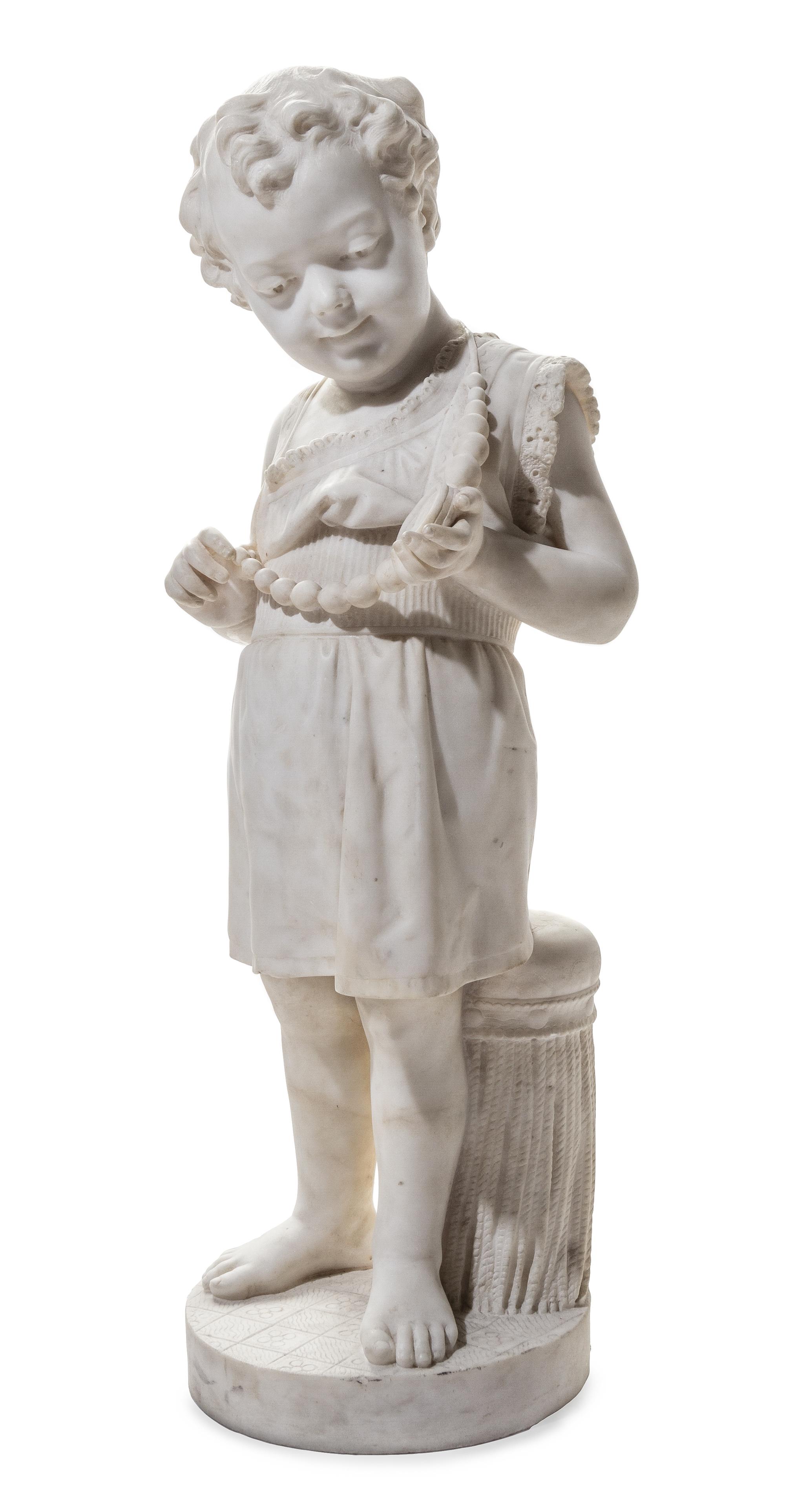 An Italian Marble Figure Height 32 inches. — 19TH CENTURY