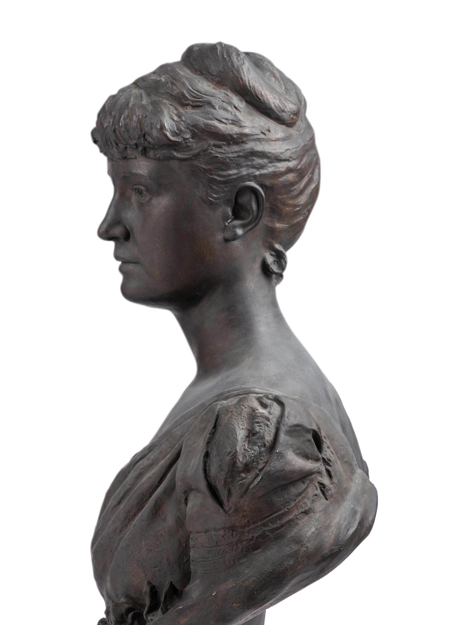 Bronze Bust of Bertha Palmer Made by The Henry-Bonnnard Bronze Company, 1887