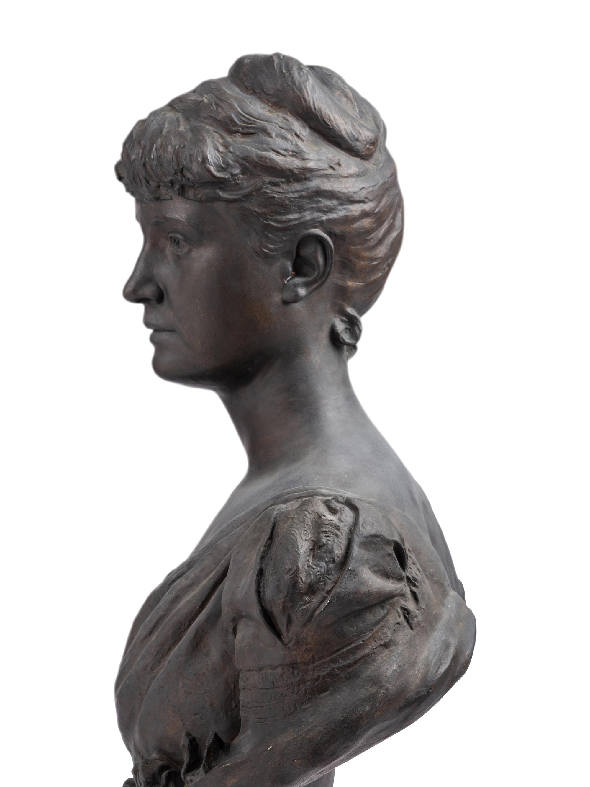 Bronze Bust of Bertha Palmer Made by The Henry-Bonnnard Bronze Company, 1887