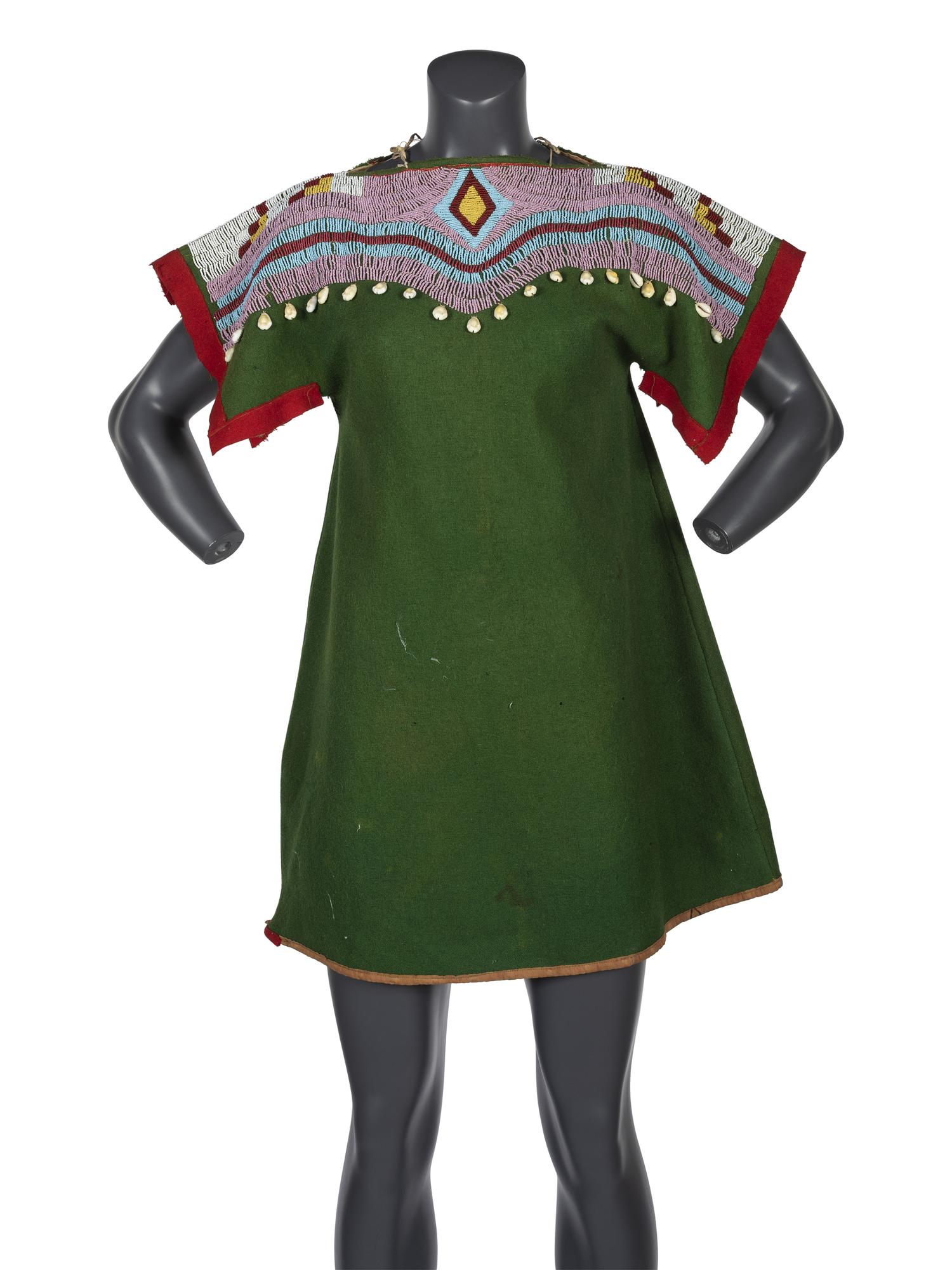 Plateau Girl's Beaded Wool Dress, with Cowrie Shells