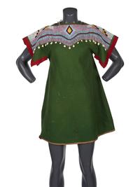 Plateau Girl's Beaded Wool Dress, with Cowrie Shells