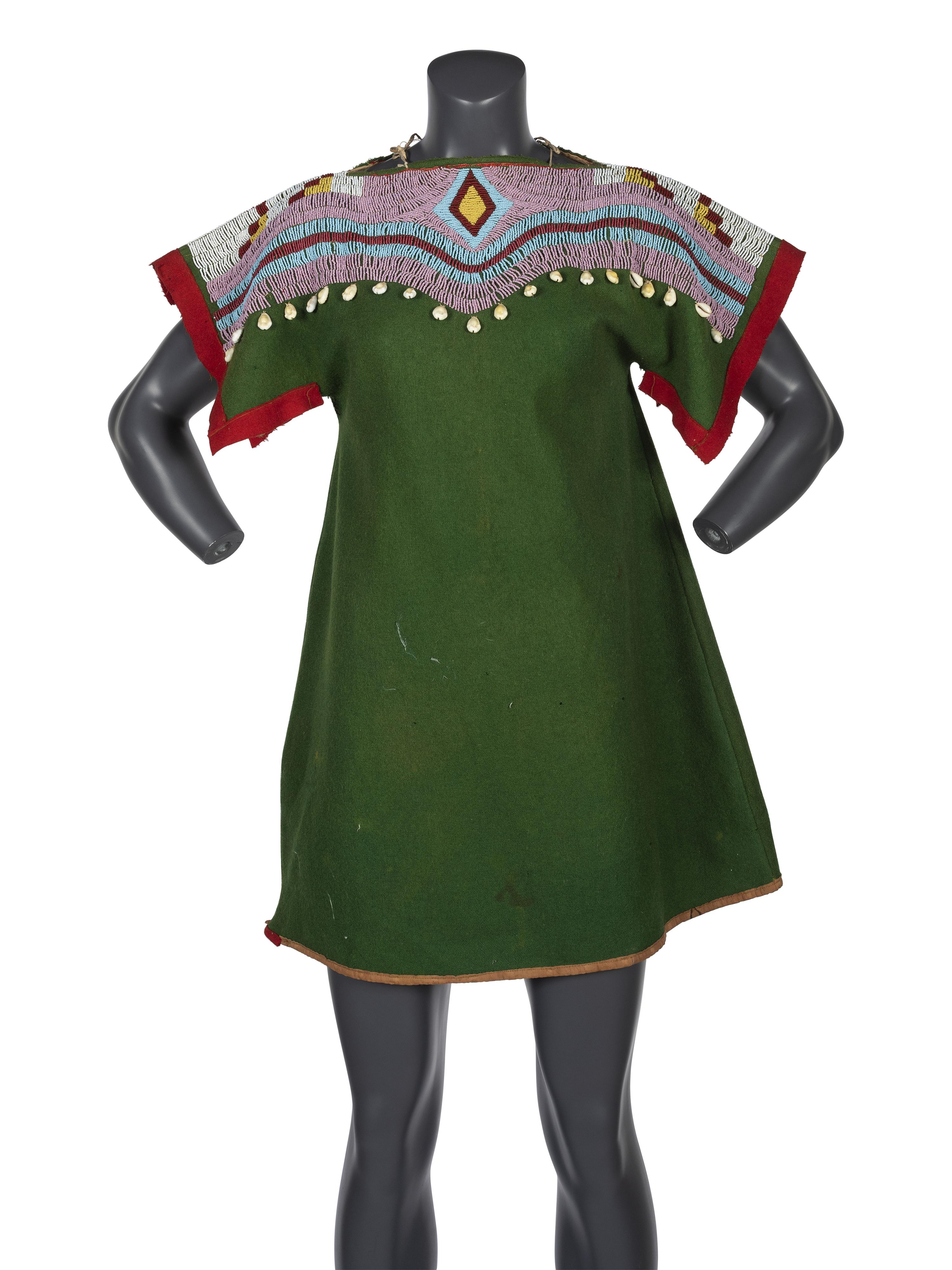 Plateau Girl's Beaded Wool Dress, with Cowrie Shells