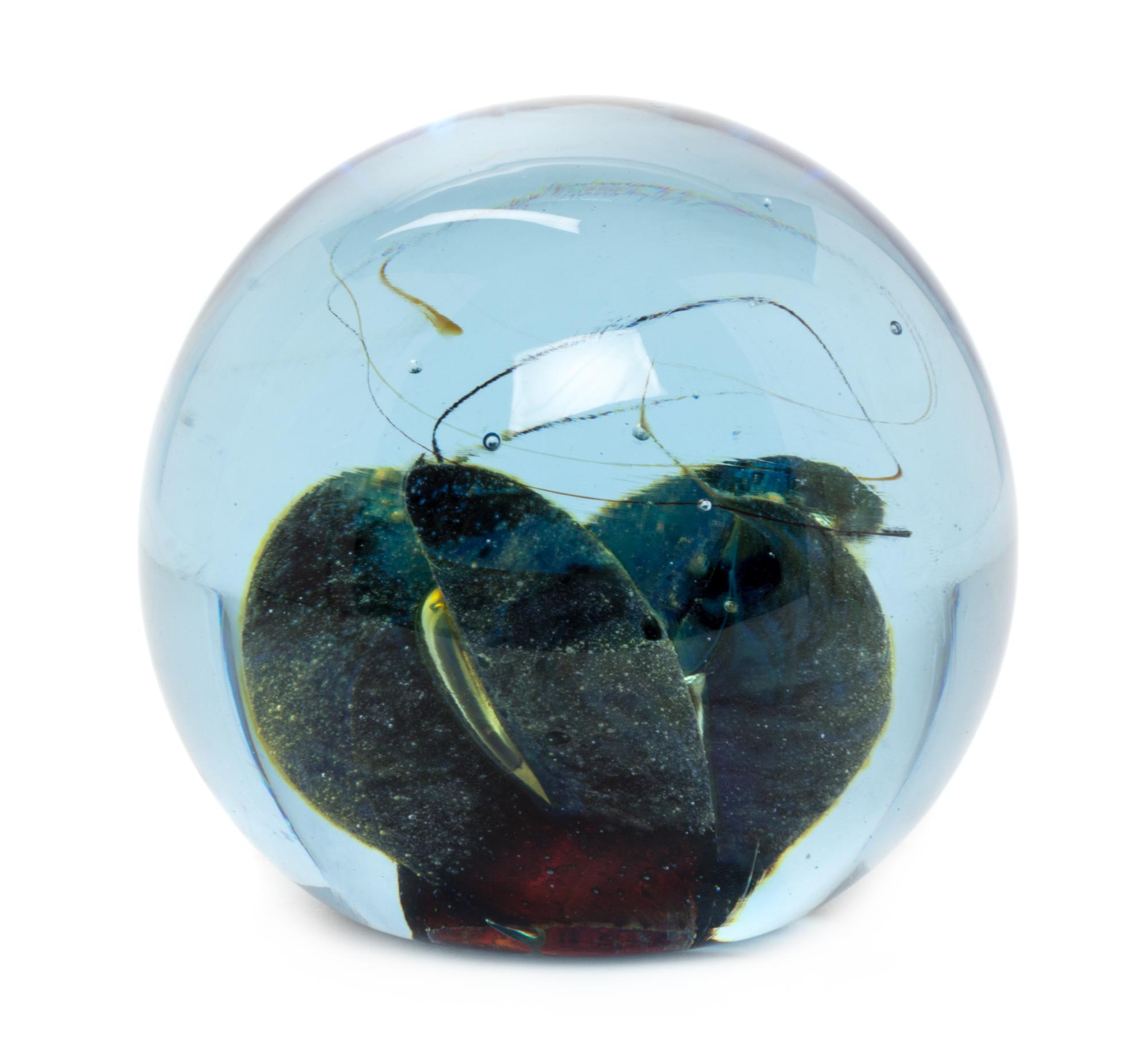 An American Studio Glass Paperweight, Kent Ipsen (b. 1933) Diameter 3 3/4 inches.