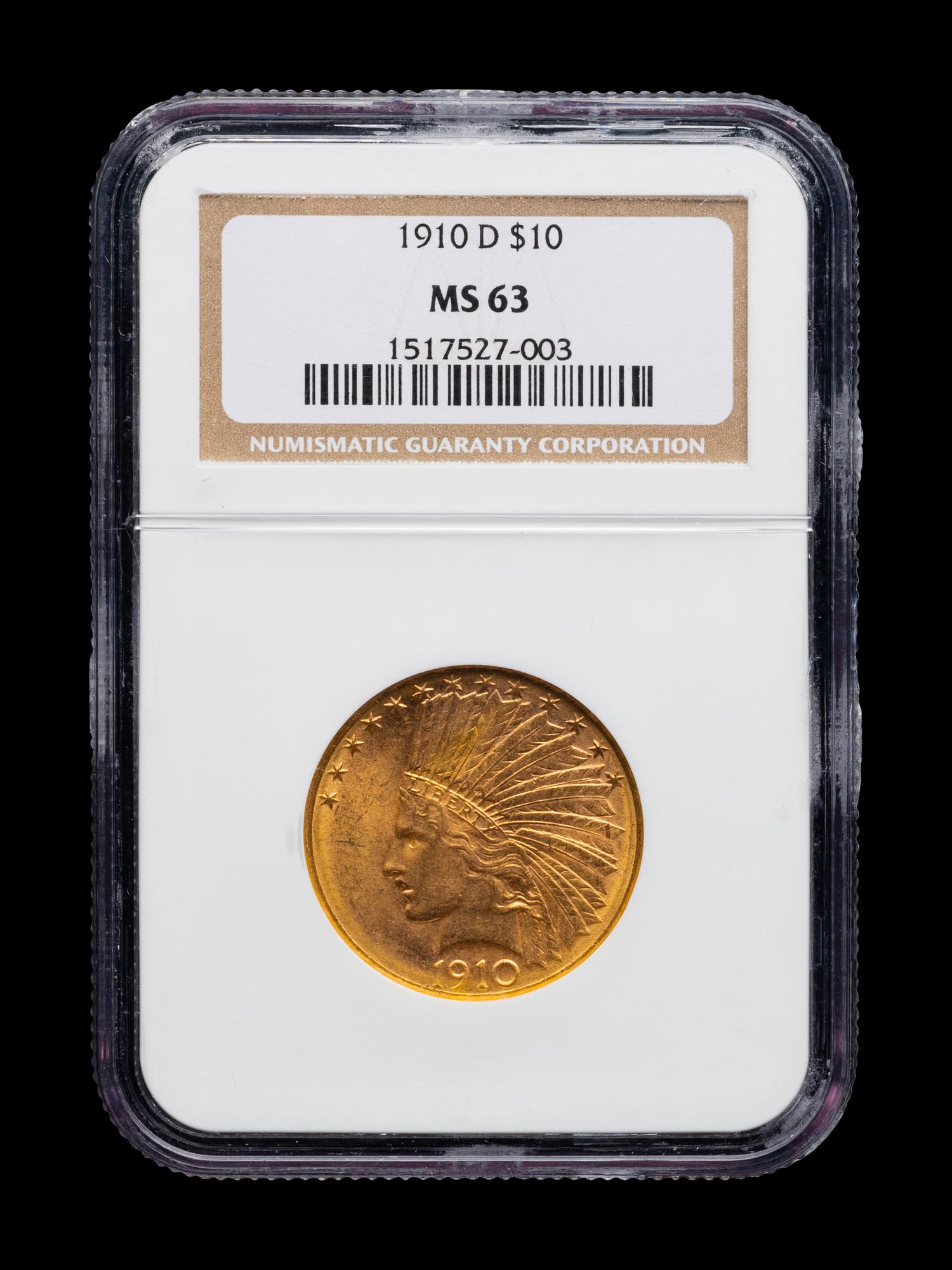 A 1910-D Indian Head $10 Coin (NGC MS63)