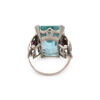 RETRO, AQUAMARINE, DIAMOND AND RUBY RING