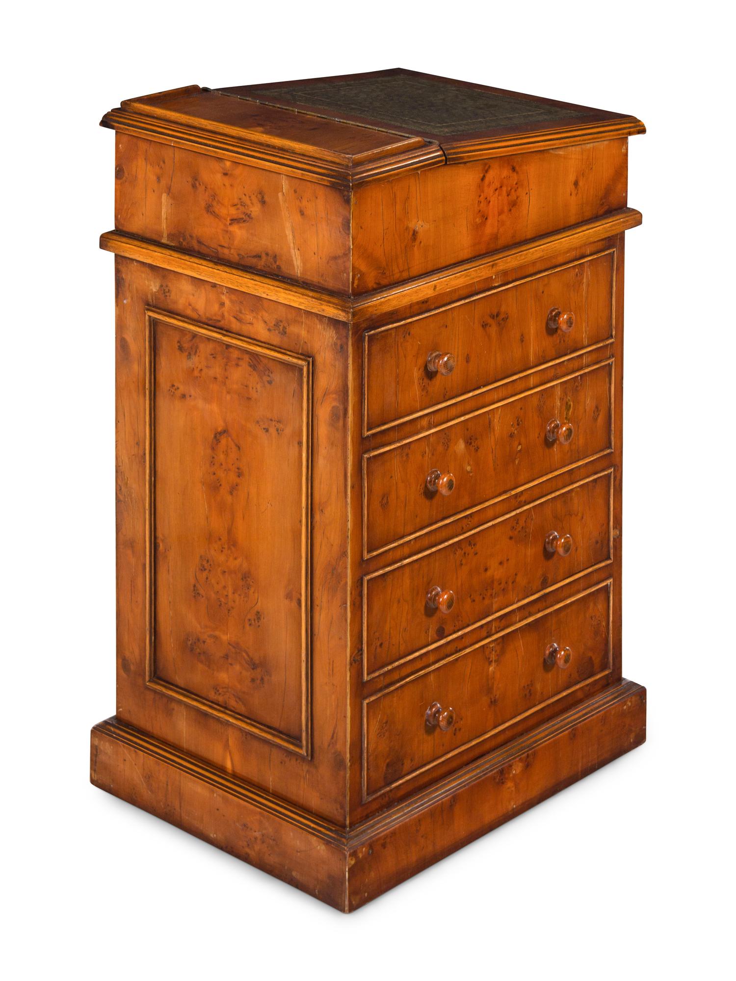 An English Yew Wood Davenport Desk