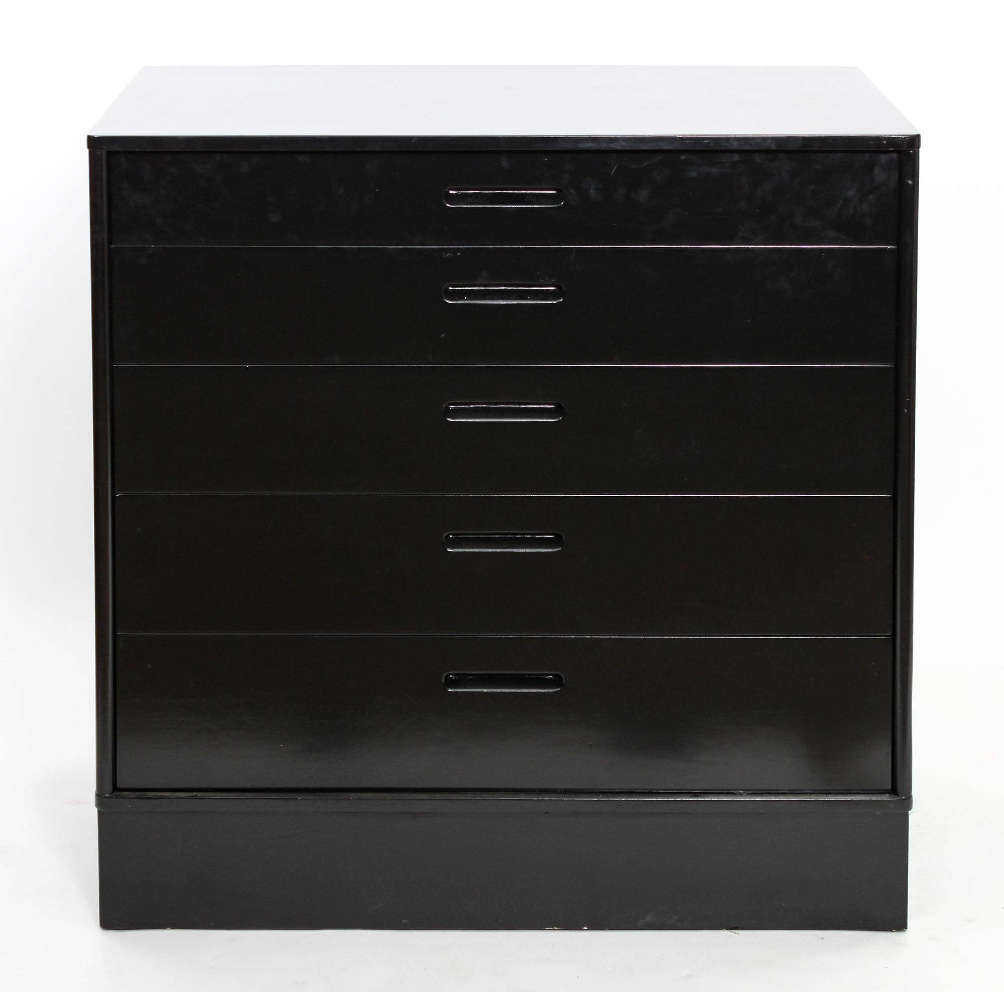 A Pair of Edward Wormley Five Drawer Chests, for Dunbar (American, 1907-1996) Height 34 x width 34 x depth 20 inches.