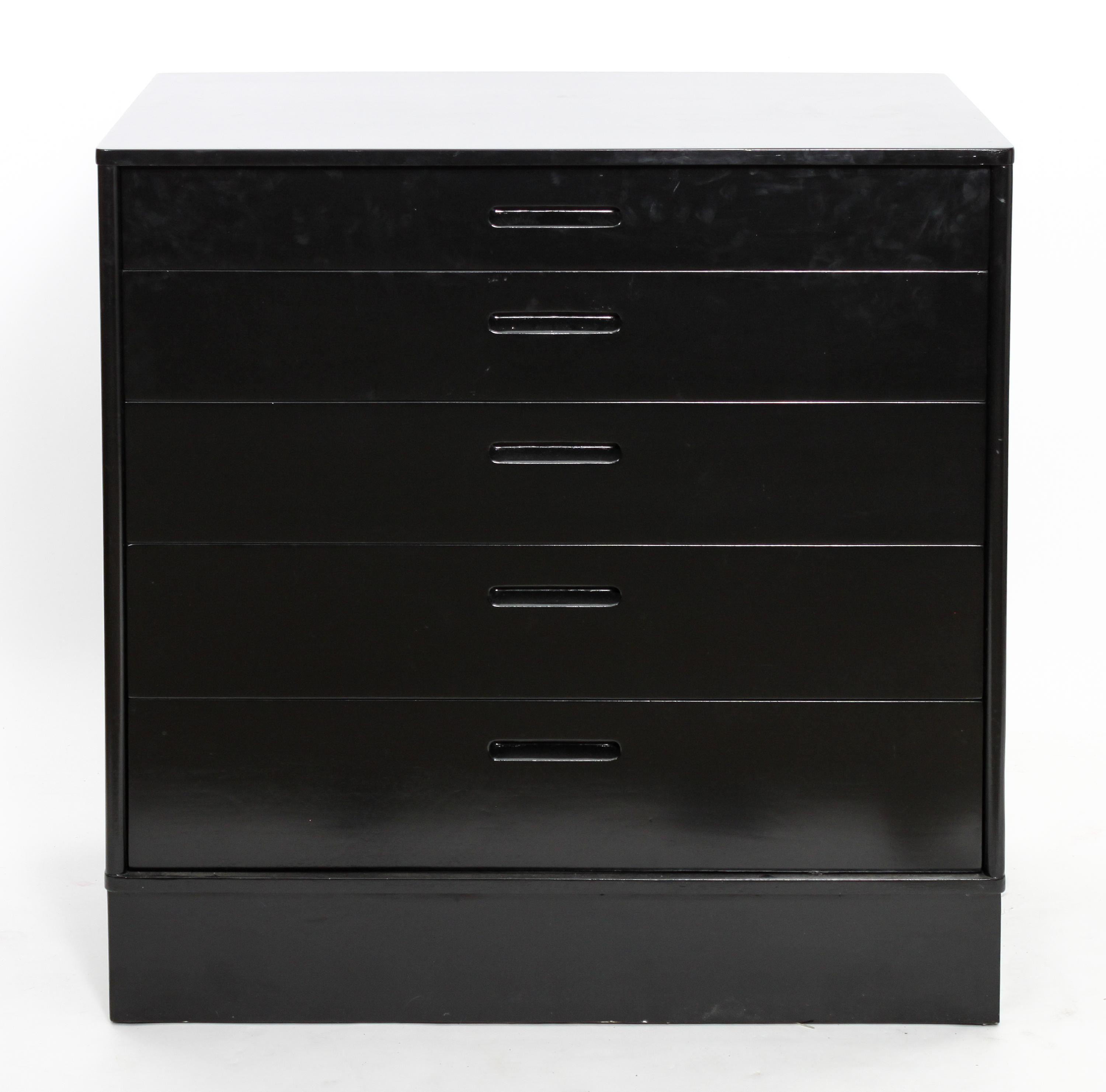 A Pair of Edward Wormley Five Drawer Chests, for Dunbar (American, 1907-1996) Height 34 x width 34 x depth 20 inches.