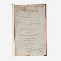 [Hamilton, Alexander] [Reynolds Pamphlet] Observations on Certain Documents Contained in No. V & VI of “The History of the United States for the Year 1796,”...
