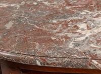 A Régence Gilt Bronze Mounted Kingwood and Tulipwood Parquetry Marble-Top Commode