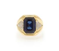 An 18 Karat Yellow Gold, Natural Sapphire and Diamond Ring, Bulgari, 9.80 dwts.