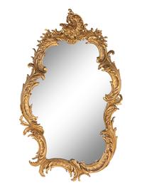 A Rococo Style Giltwood Cartouche-Form Mirror