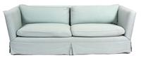 A Contemporary Blue Linen Upholstered Sofa Height 31 x length 90 inches. — 20TH CENTURY