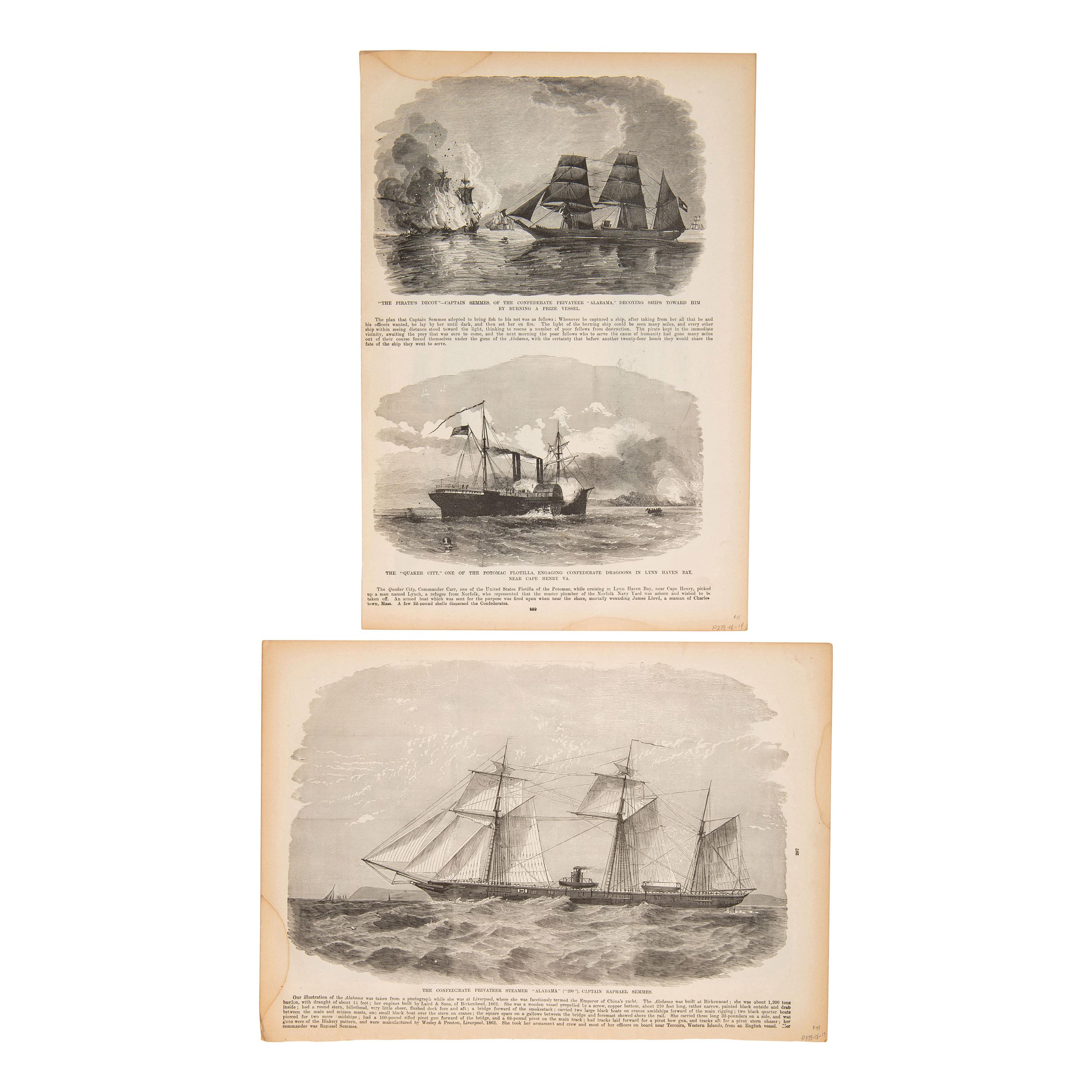 [CIVIL WAR - CONFEDERATE STATES NAVY]. Archive of photographs and ephemera related to the CSS Alabama and other Confederate naval subjects, including:
