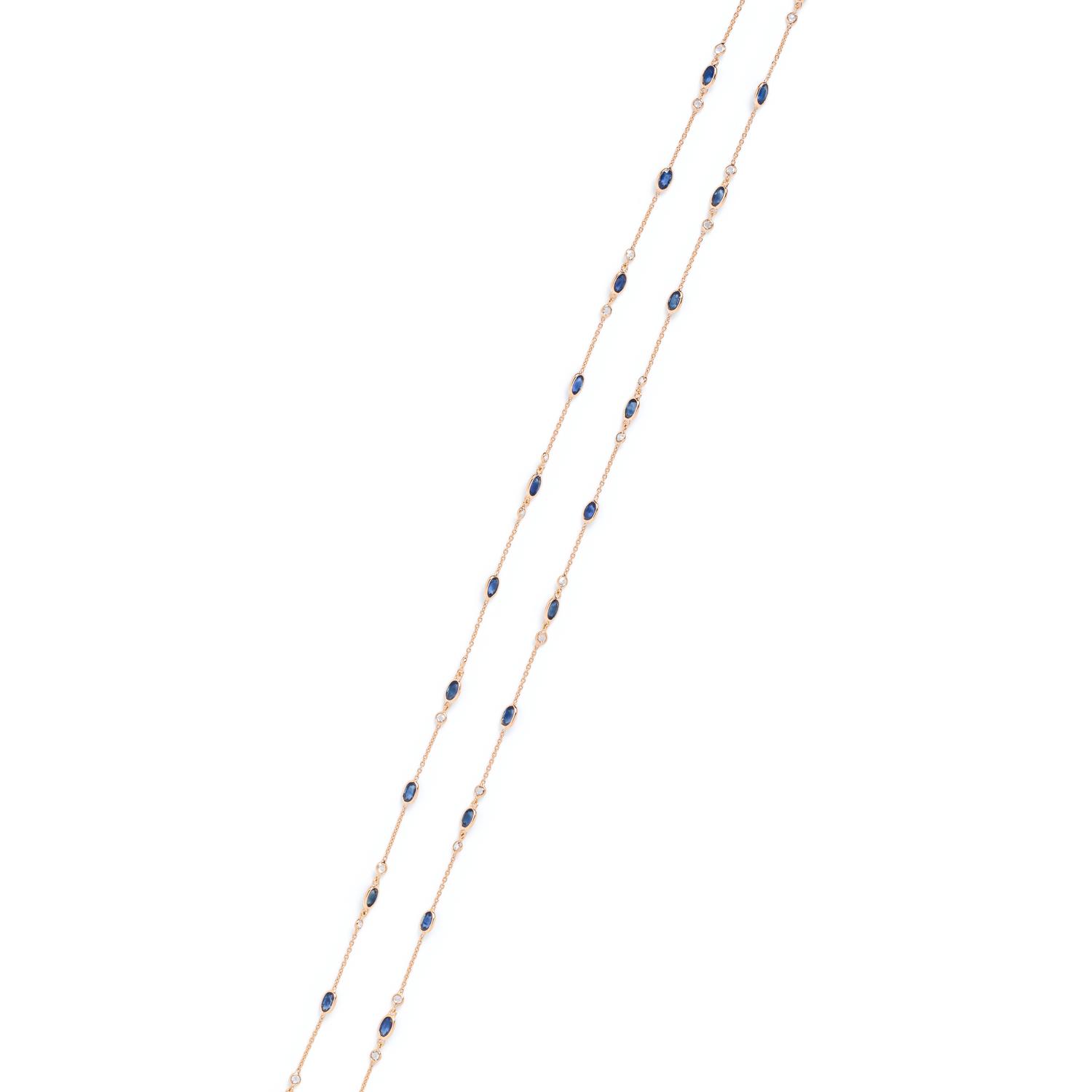 YELLOW GOLD, SAPPHIRE AND DIAMOND NECKLACE