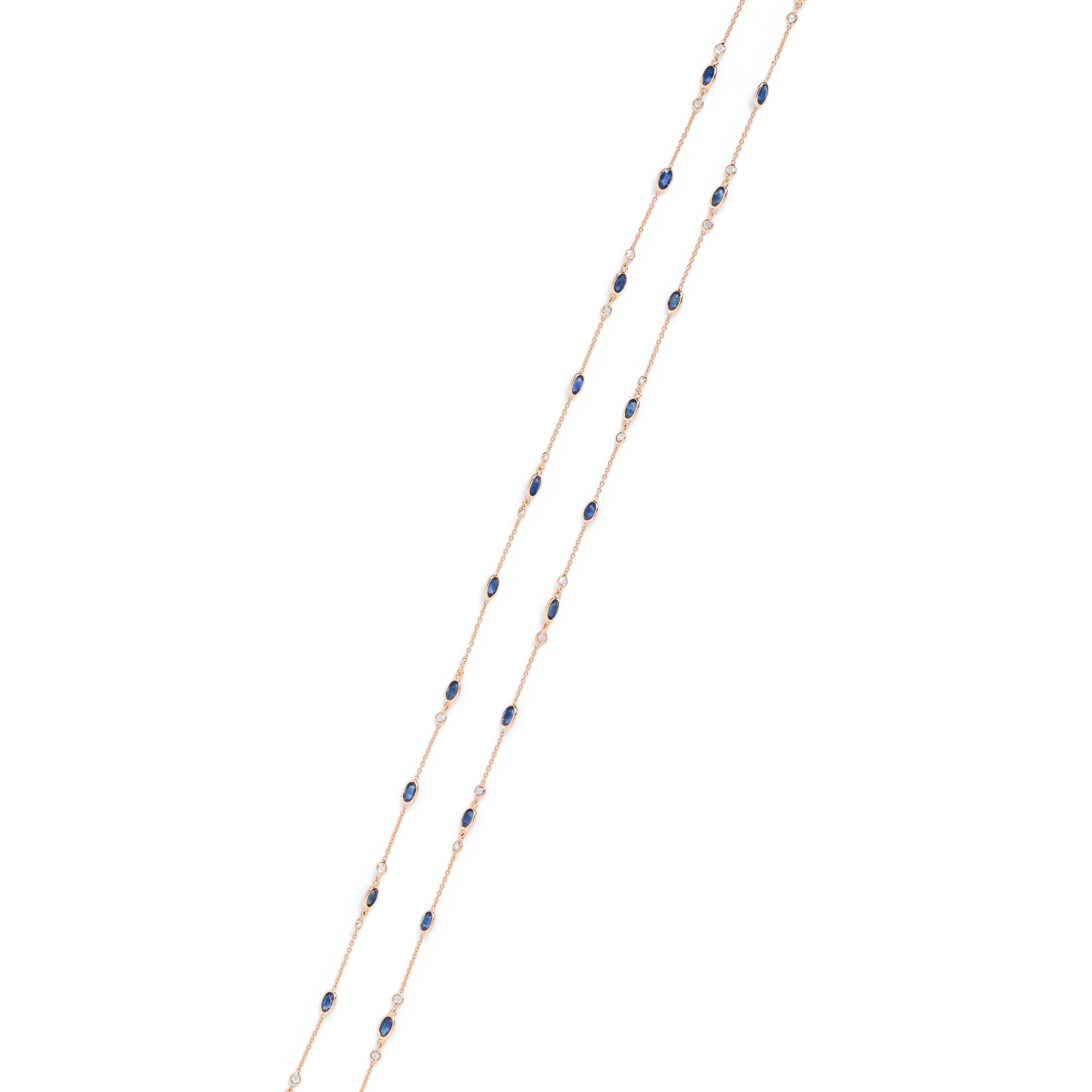 YELLOW GOLD, SAPPHIRE AND DIAMOND NECKLACE