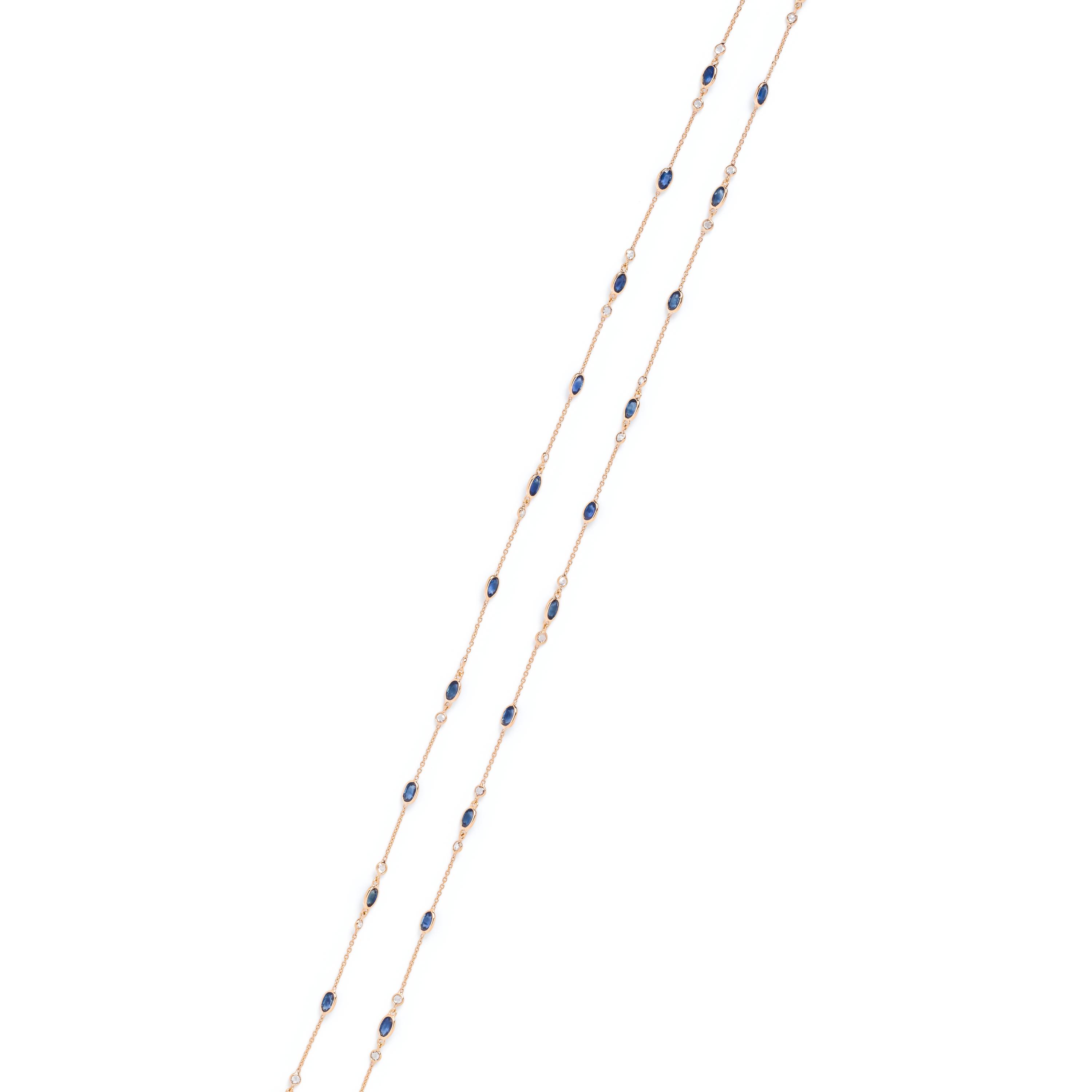 YELLOW GOLD, SAPPHIRE AND DIAMOND NECKLACE